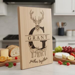 Rustic Antler Monogram Designs, 52 Family Name Files for Engraved Charcuterie Boards