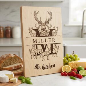 Rustic Antler Monogram Designs, 52 Family Name Files for Engraved Charcuterie Boards