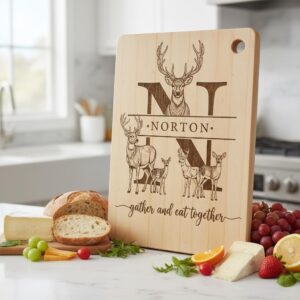 Rustic Antler Monogram Designs, 52 Family Name Files for Engraved Charcuterie Boards