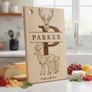 Rustic Antler Monogram Designs, 52 Family Name Files for Engraved Charcuterie Boards