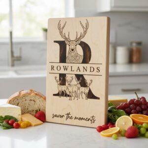 Rustic Antler Monogram Designs, 52 Family Name Files for Engraved Charcuterie Boards