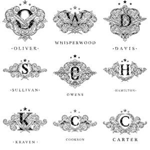 Vintage Crest Bundle, Charcuterie Board Designs, Elegant Monogram Family Name Art