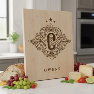 Vintage Crest Bundle, Charcuterie Board Designs, Elegant Monogram Family Name Art