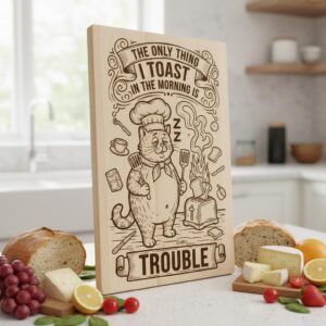 Vintage Engraved Board Design, Charcuterie Laser Template, Funny Animal Family Decor