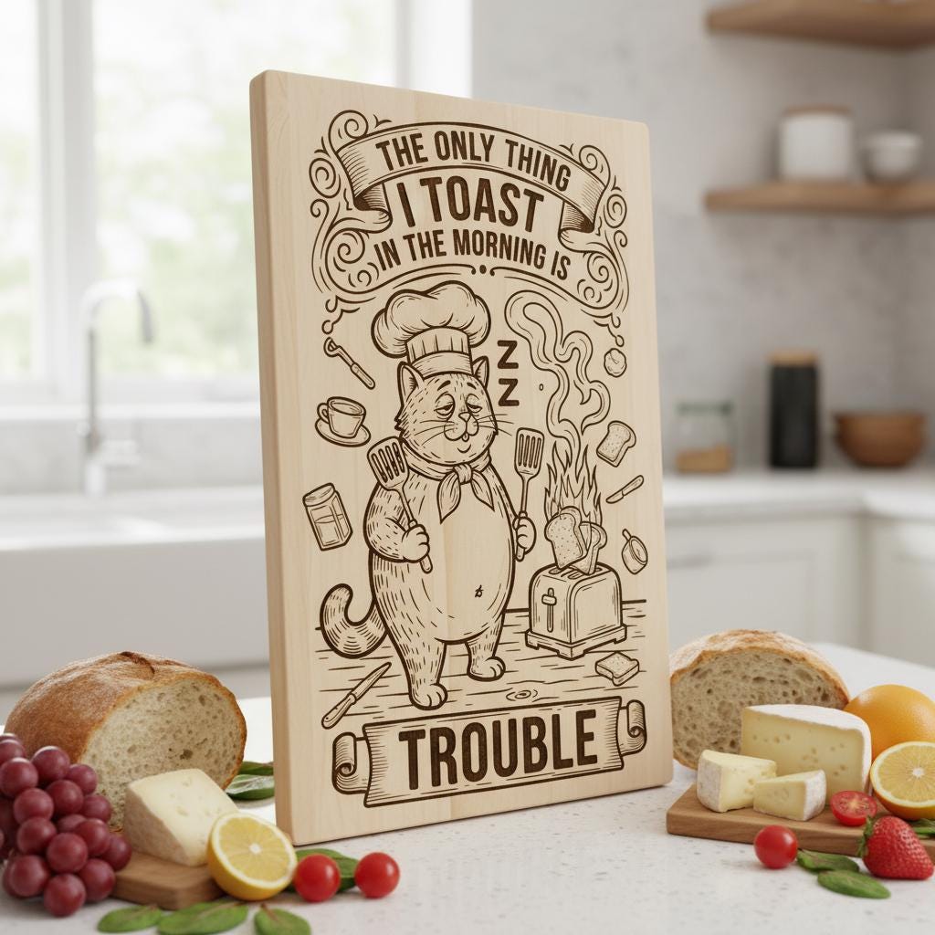 Vintage Engraved Board Design, Charcuterie Laser Template, Funny Animal Family Decor