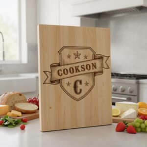 Vintage Kitchen Crest Monogram, Family Name Engraving for Charcuterie Boards