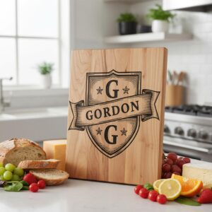 Vintage Kitchen Crest Monogram, Family Name Engraving for Charcuterie Boards