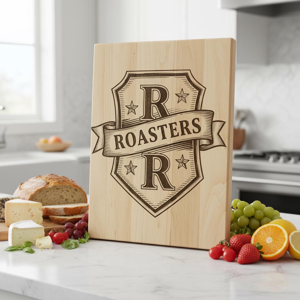Vintage Kitchen Crest Monogram, Family Name Engraving for Charcuterie Boards