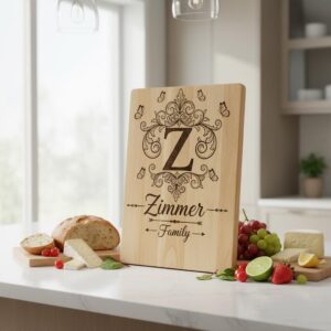 Vintage Monogram Engraving Design for Personalized Charcuterie Boards, Kitchen Decor