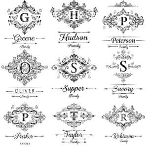 Vintage Monogram Engraving Design for Personalized Charcuterie Boards, Kitchen Decor