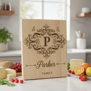 Vintage Monogram Engraving Design for Personalized Charcuterie Boards, Kitchen Decor