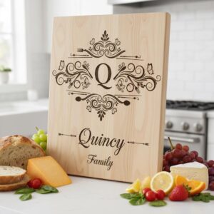 Vintage Monogram Engraving Design for Personalized Charcuterie Boards, Kitchen Decor