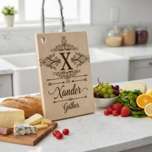 Vintage Monogram Engraving Design for Personalized Charcuterie Boards, Kitchen Decor