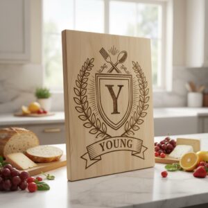 Vintage Monogram Family Crest Designs, 52 Charcuterie Board Engraving Files