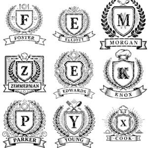 Vintage Monogram Family Crest Designs, 52 Charcuterie Board Engraving Files