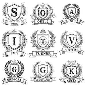 Vintage Monogram Family Crest Designs, 52 Charcuterie Board Engraving Files