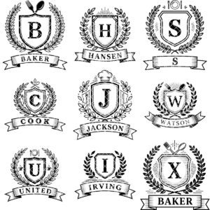 Vintage Monogram Family Crest Designs, 52 Charcuterie Board Engraving Files