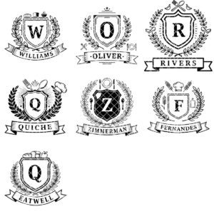 Vintage Monogram Family Crest Designs, 52 Charcuterie Board Engraving Files