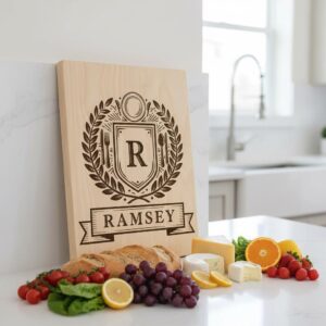 Vintage Monogram Family Crest Designs, 52 Charcuterie Board Engraving Files