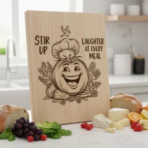 Whimsical Bread Board Engraving Bundle, Funny Charcuterie, Family Name Decor
