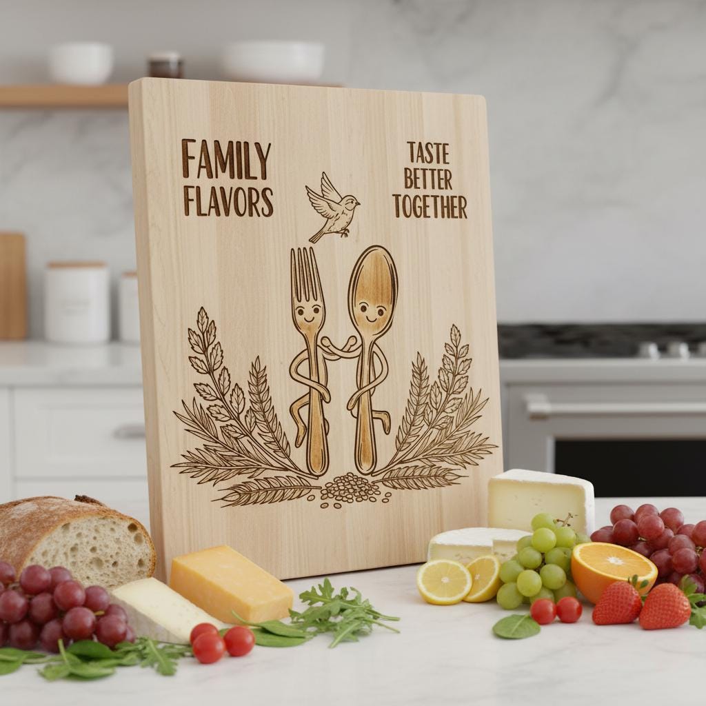 Whimsical Bread Board Engraving Bundle, Funny Charcuterie, Family Name Decor