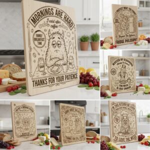 Whimsical Doodle Breakfast Charcuterie Engraving Design Bundle for Boards