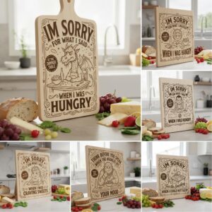 Charcuterie Board Designs, Funny Kitchen Vintage Cartoon Art for Laser Engraving