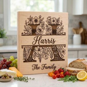 Chopping Board Monogram Bundle, Honeycomb Wildflower, Laser Engraving File, Custom Name