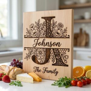 Chopping Board Monogram Bundle, Honeycomb Wildflower, Laser Engraving File, Custom Name