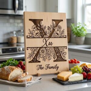 Chopping Board Monogram Bundle, Honeycomb Wildflower, Laser Engraving File, Custom Name