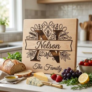 Chopping Board Monogram Engraving Bundle, Custom Alphabet Family Name Designs
