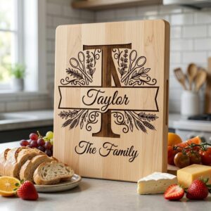Chopping Board Monogram Engraving Bundle, Custom Alphabet Family Name Designs