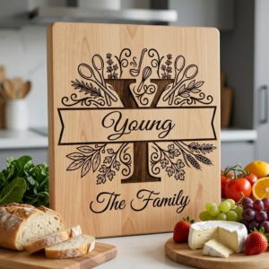 Chopping Board Monogram Engraving Bundle, Custom Alphabet Family Name Designs