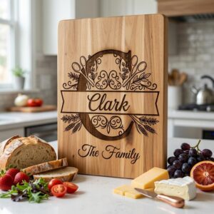 Chopping Board Monogram Engraving Bundle, Custom Alphabet Family Name Designs