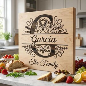 Chopping Board Monogram Engraving Bundle, Custom Alphabet Family Name Designs