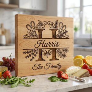 Chopping Board Monogram Engraving Bundle, Custom Alphabet Family Name Designs