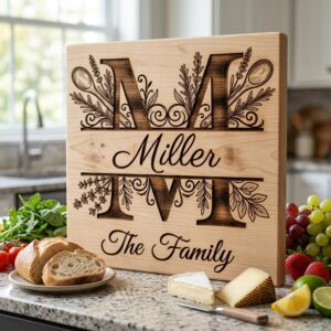 Chopping Board Monogram Engraving Bundle, Custom Alphabet Family Name Designs