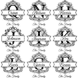 Elegant Family Crest Monogram, Custom Surname Logo, Laser Engraving File