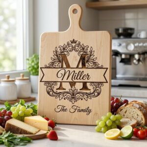 Elegant Family Crest Monogram, Custom Surname Logo, Laser Engraving File