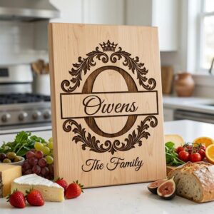 Elegant Family Crest Monogram, Custom Surname Logo, Laser Engraving File