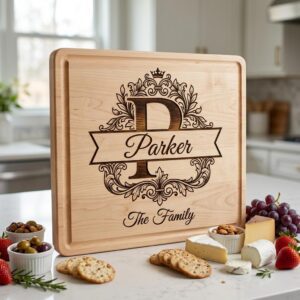 Elegant Family Crest Monogram, Custom Surname Logo, Laser Engraving File