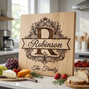 Elegant Family Crest Monogram, Custom Surname Logo, Laser Engraving File