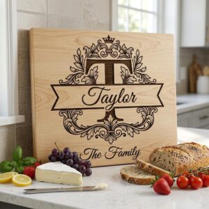 Elegant Family Crest Monogram, Custom Surname Logo, Laser Engraving File