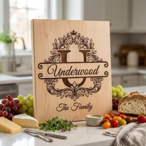 Elegant Family Crest Monogram, Custom Surname Logo, Laser Engraving File