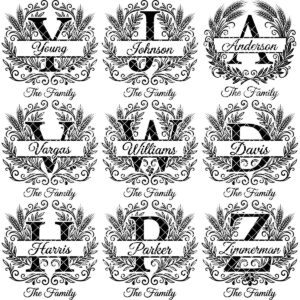 Engraving Board Bundle, Custom Family Name Monogram, Wheat Olive Branch Design