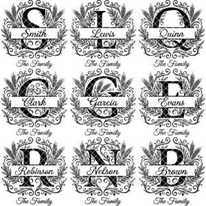 Engraving Board Bundle, Custom Family Name Monogram, Wheat Olive Branch Design