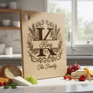 Engraving Board Bundle, Custom Family Name Monogram, Wheat Olive Branch Design