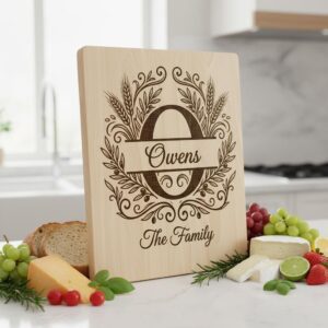 Engraving Board Bundle, Custom Family Name Monogram, Wheat Olive Branch Design