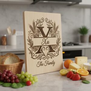 Engraving Board Bundle, Custom Family Name Monogram, Wheat Olive Branch Design