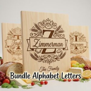 Engraving File Bundle, Bread Board Decor, Rustic Kitchen, Custom Monogram Family Name